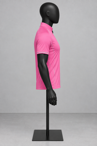 เสื้อโปโลแขนสั้นสีชมพู แห้งเร็ว สีพื้น ผ้าถักลำลอง สำหรับออกกำลังกาย - Product Image 4