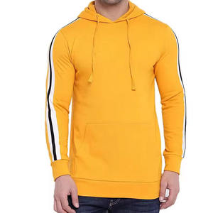 เสื้อฮู้ดดี้สีเหลืองผู้ชายปี 2024 โลโก้แบบกำหนดเอง สไตล์สตรีทแวร์ แถบข้าง ดีไซน์ลำลอง ผ้าฝ้ายคุณภาพสูง ขายส่ง เสื้อสเวตเชิ้ตทรงเข้ารูป - Product Image 5