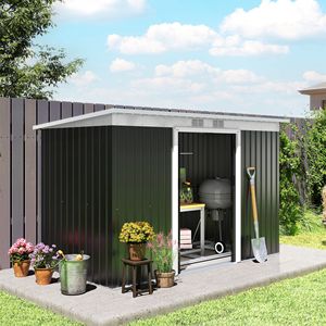 Capanno da Giardino in Metallo Spazioso 2,7m x 1,35m x 1,68m per Esterni con Struttura Antiruggine e Design Ventilato Resistente - Product Image 2