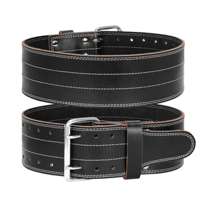 Ceinture de musculation en cuir véritable à double boucle, boucle en acier inoxydable, pour soulevé de terre, squat, haltérophilie, fabrication usine - Product Image 1