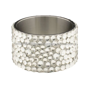 Anneau de serviette précieux en acier inoxydable, minuscule design perlé reflété par les yeux, éventuellement, fête de célébration, vaisselle, rond de serviette unique - Product Image 6