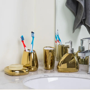 Premium Metcraft <b>Brushed</b> Antique Gold Steel Bathroom Counter Collection Fine Linear Texture Elegant Chamfered Edges Easy Set - Product Image 5
