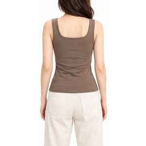 Camisetas sin mangas de algodón y elastano de alta calidad, color marrón caqui, con tirantes anchos, suaves, transpirables, no transparentes, con cuello cuadrado, estilo casual. - Product Image 3
