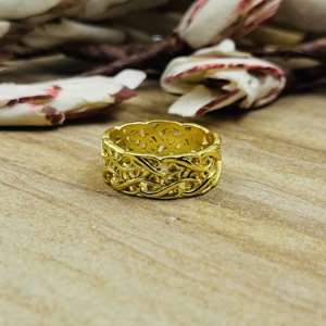 Anillo de filigrana de diseño único, estilo bohemio, de latón para mujer, chapado en oro de 18k, joyería celta entrelazada, para venta al por mayor/OEM/ODM - Product Image 2