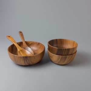 Grand saladier en bois d'acacia naturel, fait main, de qualité supérieure, pour la cuisine, la table à manger, la décoration de la maison, article cadeau - Product Image 2