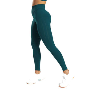 Leggings de Yoga de Cintura Alta Elástica en Color Verde Azulado Oscuro, Sin Costuras, de Compresión, Tallas Grandes, para Entrenamiento y Gimnasio, Ropa Deportiva para Mujer - Product Image 4