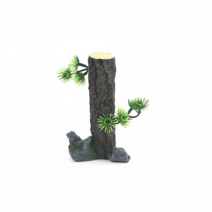Decoración de tronco de árbol para acuario Yommy de 15 cm con hojas verdes para decoración de peceras - Product Image 2