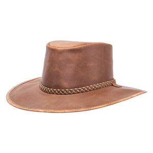 Sombrero de Vaquero Occidental 100% Cuero Genuino de Primera Calidad en Color Bronceado y Marrón, Ala Ancha, Protección Solar para Rostro y Cuello, Tallas S–2XL - Product Image 2