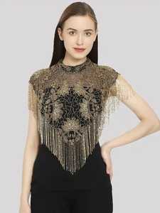 YouLaPan Adult Simple Long Trailing Bride <b>Shawl</b> Wedding Accessories Soft Chiffon Beading <b>Pins</b> Fixed Women Festival Stage Catwalk - Product Image 5