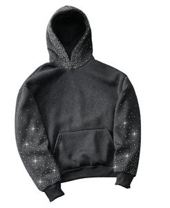 เสื้อฮู้ดดี้ทรงบ็อกซี่แบบครอป สไตล์สตรีทแวร์ ตกแต่งเพชร ล้างสีแบบแอซิดฟอกซ์ สีซีดจาง น้ำหนัก 480 กรัม ผ้าหนา ทรงพอดีตัว สำหรับผู้ชาย - Product Image 1
