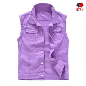 Ryan Pro Gear Nouveau design Gilet en jean unisexe sans manches écologique et tendance avec logo personnalisé et fermeture à boutons - Product Image 1