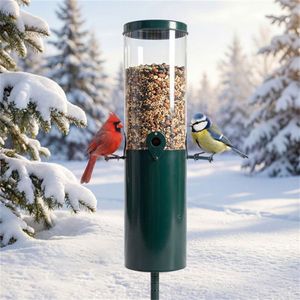Heavy Duty Metal and <b>PC</b> <b>Standing</b> Bird Feeder 4-Port Squirrel-Proof Design with Perches for Backyard Birding - Product Image 2