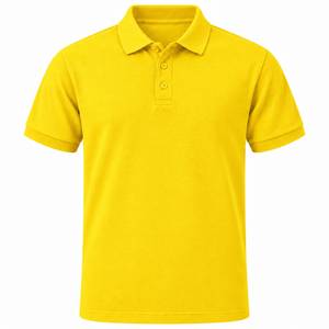 <b>Yellow</b> <b>Men</b> Embroidered Solid <b>for</b> <b>Shirt</b> Short Sleeve Regular Fit Knitted Cotton Pique Collar Button Front Casual Uniform Wear XL - Product Image 1