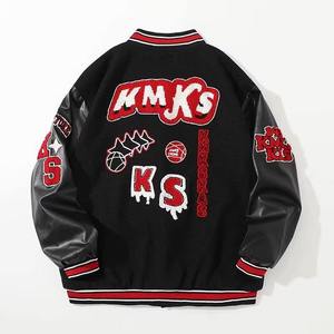 Rohzen Sports High Quality ODM OEM Customized Unisex Varsity Jacket Canvas Fabric Stand Collar <b>Drop</b> Shoulder Oversized - Product Image 5