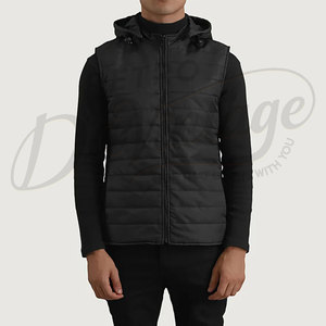 Chaleco Acolchado Premium para Hombre, Negro, Sin Mangas, con Capucha, para Invierno, Cálido, Ajustado, con Relleno - Product Image 6