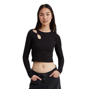 Nuevo Diseño, Mangas Largas, Corte Regular, Ajuste Delgado, Estilo Vintage, Personalizado, Liso, Ropa de Moda, Transpirable, 100% Algodón, Camiseta de Manga Larga para Mujer - Product Image 5