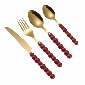 Juego de cubiertos metálicos artesanales con mangos de perlas, aptos para lavavajillas, perfectos para el hogar, bodas, mesas de comedor, juegos de vajilla. - Product Image 5