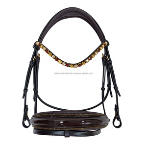 Brida de cuero genuino para caballo, brida de cuero para carreras de caballos, fabricante mayorista - Product Image 1