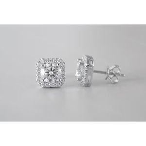Boucles d'oreilles en moissanite de qualité supérieure, taille ronde, pour femmes, plaquées argent, bijoux fins, disponibles au prix de gros - Product Image 1