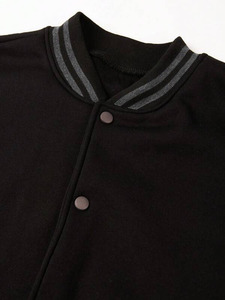 OEM ODM Private Label Faux Leather Sleeve Chenille Letter Snap Button Stripe Rib College Varsity <b>Jacket</b> For Men And Women - Product Image 3
