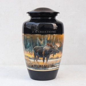 Fabricante de Urnas Funerarias, Urnas Funerarias Personalizadas con Imagen de Ciervo Dorado para Cenizas Humanas, Urna Funeraria de Latón Hecha a Mano - Product Image 3