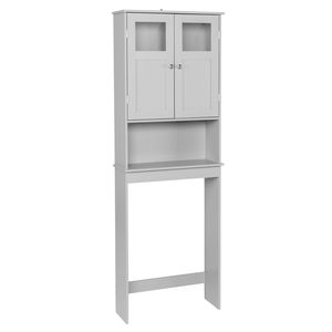 Mobile da Bagno a Doppia Anta in MDF Verniciato Grigio 60*22*170cm, Arredo per Toilette e Bagno - Product Image 4