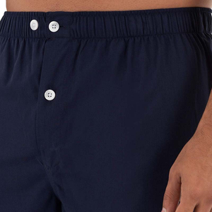 Conjunto de Pijama de Dos Piezas para Hombre, Cuello en V, Manga Corta, Color Azul Marino, Tejido de Algodón, Informal, Transpirable, para Verano - Product Image 4