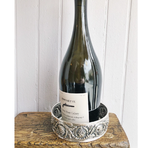 Fabulous Embossed Print Design 2 Pieces Aluminum Bottle Coaster Elegant For Party Wedding Table Decor Wine Bottle Holder - Product Image 4