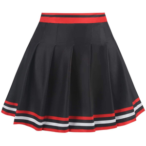 Ensemble d'uniformes de cheerleading rouge et noir avec impression par sublimation, haut, jupe, pompons et nœud, kit pour femmes adultes - Product Image 2