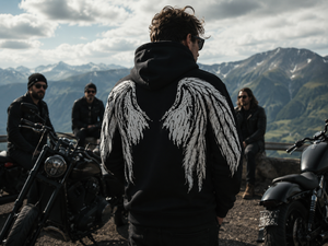 Reflective Angelic Print Polyester/Cotton 320g Breathable Unisex Motorcycle Hoodie CE Approved Removable <b>Protectors</b> Riding - Product Image 1