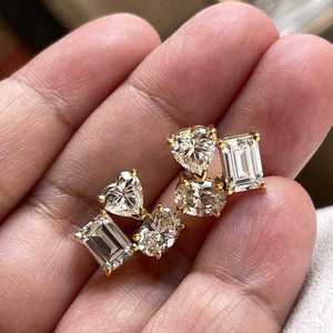 Flowing Elongated Three Prong Pear Cut Solitaire Lab Grown Diamond Studs 14K Gold IGI Certified Luxury <b>Fine</b> Jewelry Party Gift - Product Image 2