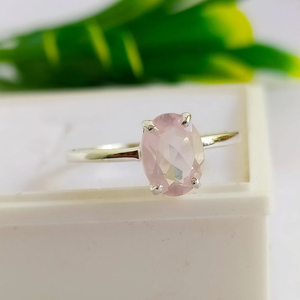 Trendy Design Natural Rose <b>Quartz</b> <b>Ring</b> 6x8mm Oval Shape 925 Sterling Silver 18K Micron Gold Plated Gemstone Minimalist Jewelry - Product Image 3