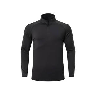 เสื้อยืดแขนยาวมีซับใน เสื้อผ้าฤดูใบไม้ร่วง คอตั้ง ทรงเข้ารูป อุ่น นุ่ม ระบายอากาศได้ดี เสื้อพูลโอเวอร์แบบซิปครึ่งตัว - Product Image 1