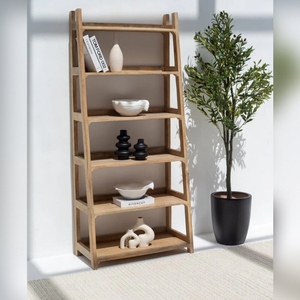 Librería Escalera Vandana Merino Vesta de Madera de Mango, Mueble de Almacenamiento Moderno de Madera Sólida - Product Image 3