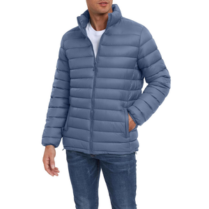 Men's <b>Light</b> Blue Puffer <b>Jacket</b> Lightweight Water Resistant Bubble Coat For Winter Outdoor Daily Travel Casual Use - Product Image 1