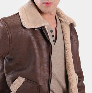 Chaquetas de Piel de Oveja Auténtica de Última Moda, Chaqueta de Piel Clásica Personalizada en Color Marrón, Ropa Exterior de Cuero - Product Image 6