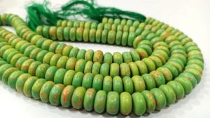 Perles de pierre turquoise cuivrée verte naturelle, rondes, lisses, 8 pouces - Product Image 4