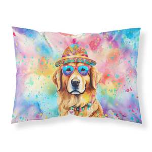 Golden Retriever Hippie Dawg oeuvre décorative Standard taie d'oreiller légère Super douce facile d'entretien housse de coussin - Product Image 1