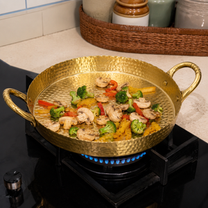 Hand Hammered Brass Kadhai with Handles | Traditional Indian Brass Cooking Kadai <b>for</b> Home Hotel Restaurant Kitchen - Product Image 4
