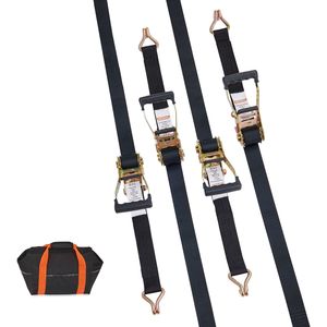 Cinghie Premium a Cricchetto 4 Pezzi con Doppio Gancio a J, Resistenza al Rottura 11128 libbre, Imbottite 5 cm x 2,4 m, Lunghezza 10 m - Product Image 1