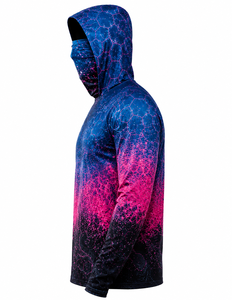 Haut de pêche camouflage attrayant avec imprimé poisson UPF 50, à manches longues, avec capuche intégrant un masque de protection solaire, séchage rapide - Product Image 5