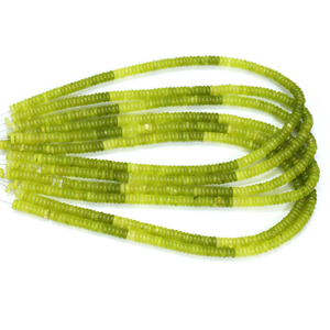 Perles plates en quartz vert lime |   Perles de quartz vertes de 15 pouces |   Perles rondes lisses |   Fournitures pour la fabrication de bijoux - Product Image 2