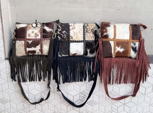 2026 Designer <b>Bag</b> Hair on Hide Fringe Cowhide Leather <b>Sling</b> <b>Bag</b> Patches Handbag Cross Body Fashion Gypsy Fringe Stylish <b>Bags</b> - Product Image 5