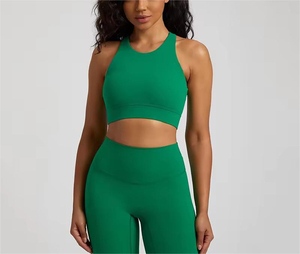 Women's Solid Color Racerback Sports <b>Bra</b> Hollow Design High Support Yoga Fitness Seamless Breathable Mesh Front Spandex/Nylon - Product Image 5