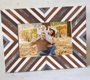 Handcrafted Bone Inlay <b>Photo</b> <b>Frame</b> with Chevron Design Customized Rectangle Vertical Orientation From REHMAN CRAFT - Product Image 4
