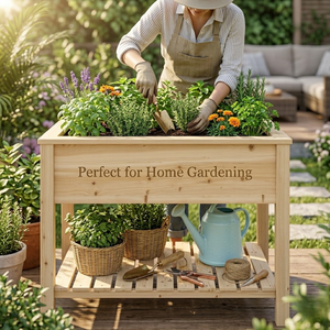 Bac à plantes surélevé avec pieds robustes, en bois de pin naturel haut de gamme, revêtement vinyle, écologique, style jardinière surélevée - Product Image 3