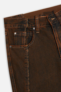 Jeans de Mezclilla para Hombre, Cintura Alta, Pierna Ancha, Lavado a la Piedra, Cierre de Botones, Casual, 100% Algodón, Tejido de Peso Medio, Estilo Otoñal - Product Image 5