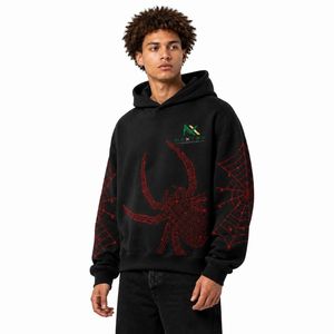 Sudadera con Capucha Personalizada con Diseño de Telaraña y Pedrería Roja para Hombre, Estilo Urbano, Halloween, Venta al Por Mayor de Fábrica OEM - Product Image 5