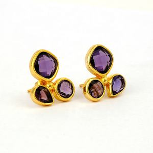 Ensemble de pinces de serrage en quartz citrine, élégant et fait à la main, boucles d'oreilles à la mode, fourniture de bijoux en vrac de fiançailles - Product Image 4