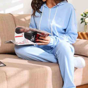 Conjunto Deportivo Unisex con Capucha, Manga Larga, Estampado de Diamantes de Imitación, Color Sólido, Cordón Ajustable, Corte Regular, Ropa Casual de Verano - Product Image 5